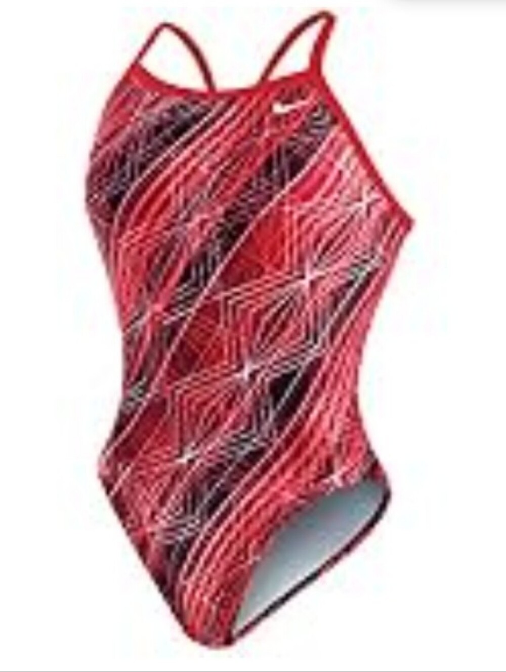 Nike, NWT, Girl's, Color Red Black, Graphic Design, One-Piece Swimsuit, Size 12